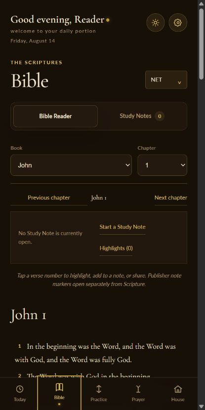 Daily Portion Bible reader screen